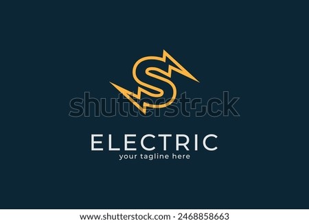 Electric Logo, abstract letter S with lightning bolt combination, tunder bolt design logo template, vector illustration