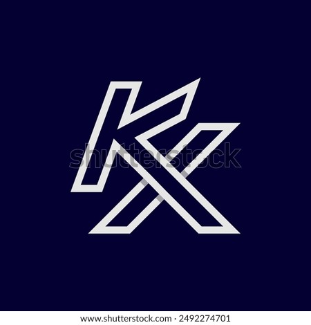 Initial Letter KX or XK  Logo, Monogram Logo letter K with X combination, design logo template, vector illustration