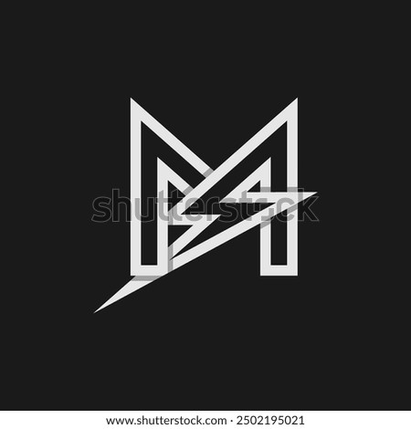 letter M electric logo, tunder bolt design logo template, vector illustration