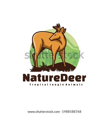 Vector Logo Illustration Nature Deer Simple Mascot Style.