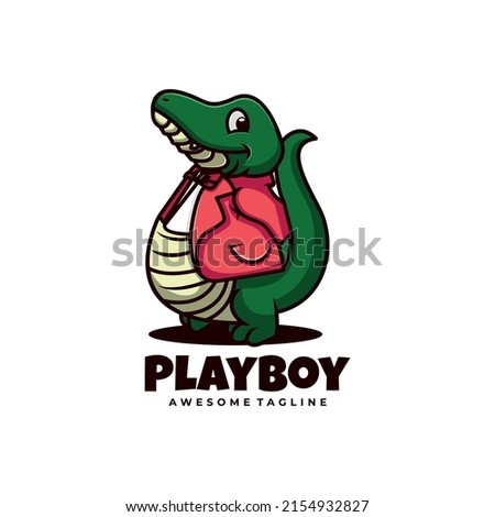Vector Logo Illustration Play Boy Mascot Cartoon Style.