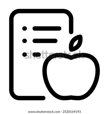 Diet menu list icon with editable strokes. An apple and a list of food menus