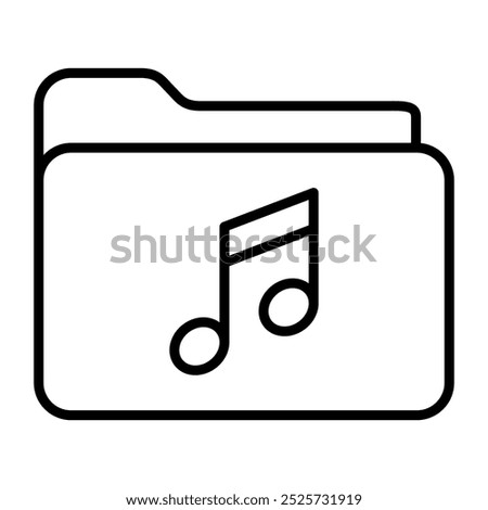 Music Folder icon in line style with editable stroke