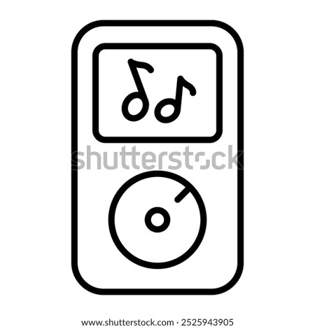 Mp3 player icon in line style with editable stroke. Mp4 player icon in line style with editable stroke