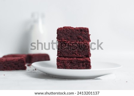 Similar – Image, Stock Photo Brownies cake squares on cooling rack. Chocolate fudge brownies