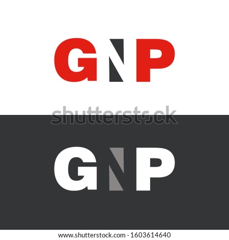 GNP letter negative space logo design