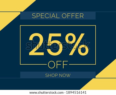 Sale special offer 25% off sign, 25 percent Discount sale minimal banner vector illustration