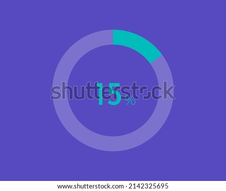 15 Percentage diagrams on blue color background HD, pie chart for Your documents, reports, 15% circle percentage diagrams for infographics