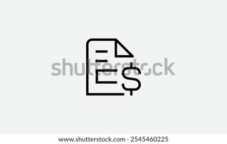 Illustration of a file with an invoice and a dollar icon, symbolizing financial transactions, invoicing, and accounting. Perfect for business, finance, and billing-related projects