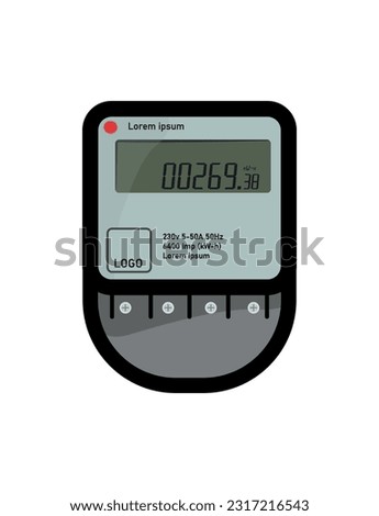 Kilowatt hour electric meter, power supply meter. Watthour meter of electricity for use in home appliance. Data panel. Vector.