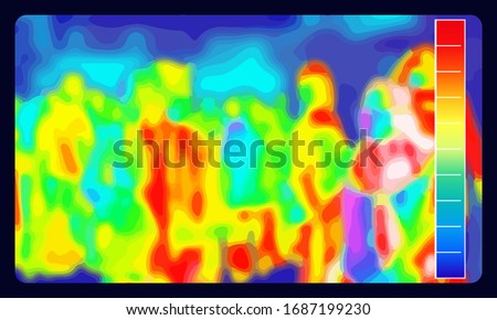 
Illustration vector graphic of thermal Image Scanning for Influenza Border Screening and check people who come from overseas in airport. Coronavirus spread control. infrared color scale. 