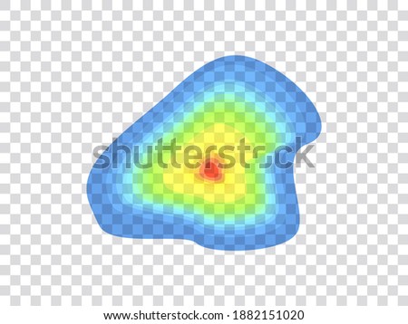 Vector graphic of infrared rays with hot spots spectrum on transparent background. Concept design for Mapping of predicted probability of fire hotspots distribution, Biodiversity hotspots map, etc.
