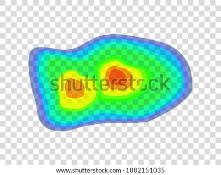 Vector graphic of infrared rays with hot spots spectrum on transparent background. Concept design for Mapping of predicted probability of fire hotspots distribution, Biodiversity hotspots map, etc.
