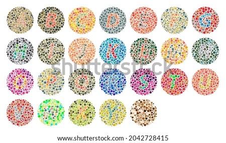 Vector graphic of color blind test. Ishihara Test daltonism color blindness disease perception test letter blindness test set. color blind vector set. ready to use, easy to edit. vector eps10.