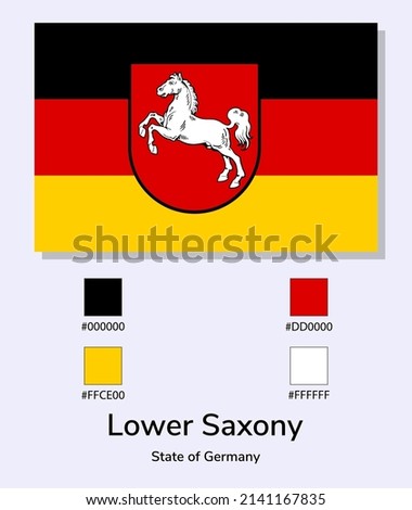 Vector Illustration of Lower Saxony State of Germany flag isolated on light blue background. As close as possible to the original. ready to use, easy to edit. 
