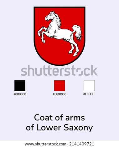 Vector Illustration of Coat of arms of Lower Saxony flag isolated on light blue background. As close as possible to the original. ready to use, easy to edit. 
