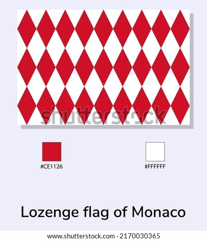 Vector Illustration of Monaco flag with lozenges isolated on light blue background. Illustration Monaco flag with lozenges.
