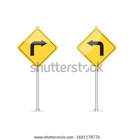 Turn Right and Left Sign Illustration in Flat Design