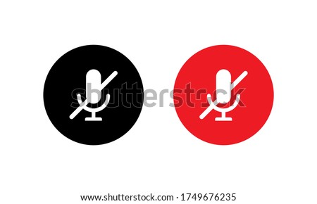 Mute Microphone Icon in Flat Style Isolated on White Background. No Mic Symbol Vector Illustration