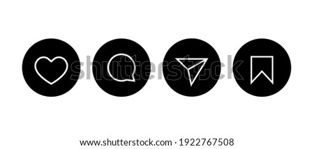Like, Comment, Share and Save. Button Icon Set of Social Media Foto stock © 