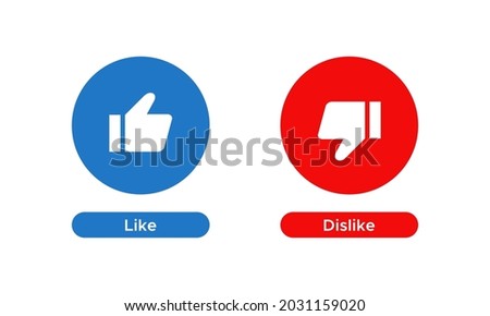 Like and Dislike Icon Vector on Circle Button