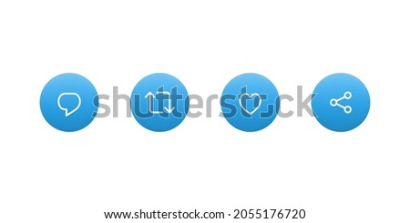 Reply Tweet, Retweet, Like, and Share. Twitter Social Media Icons. Vector Illustration