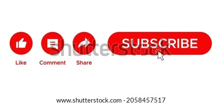 Like, Comment, Share, and Click Subscribe Button Icon Vector