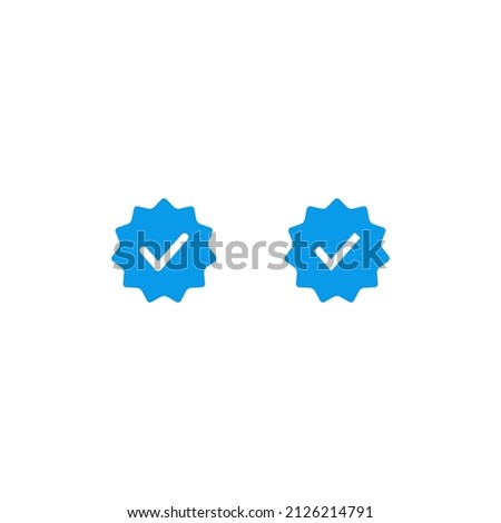 Blue Verified Badge Icon Vector. Tick, Check Mark Next to Social Media Profile Picture Сток-фото © 