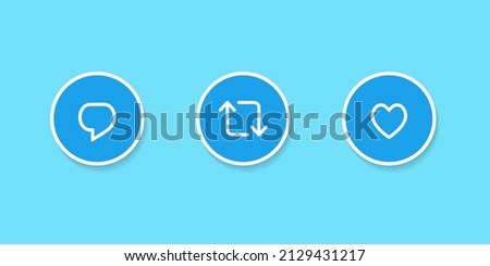 Reply Tweet, Retweet, and Like Icon Vector. Social Media Icons