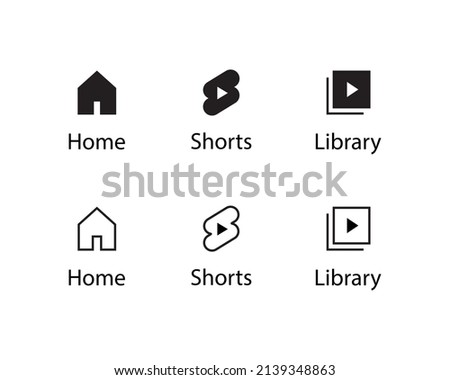 Home, Shorts, and Library Icon Symbol Vector