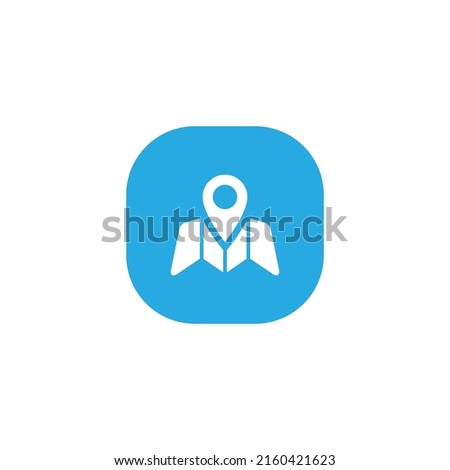 map, Location marker icon vector on square button