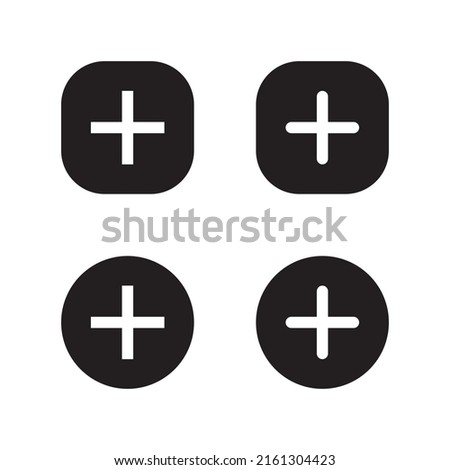 Add button icon vector of social media elements. Cross, plus sign symbol