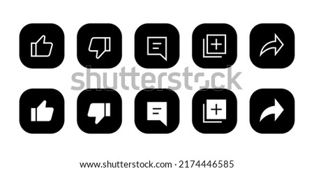 Like, dislike, comment, save, and share icon vector