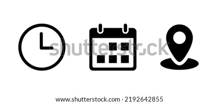 Time, date, and address icon vector. Event elements