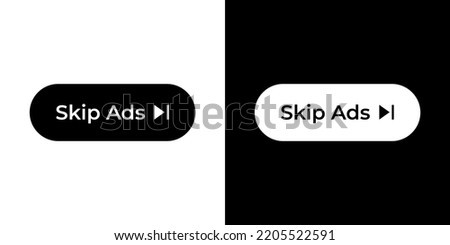 Skip ads icon vector in clipart style. Internet advertising elements