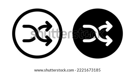 Music shuffle icon vector isolated on circle background