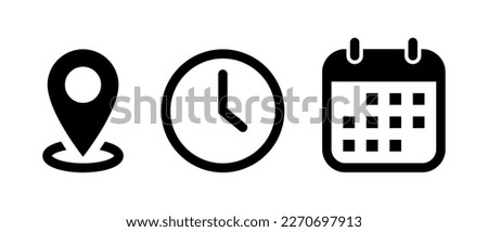 Address. time, and date icon vector. Event elements