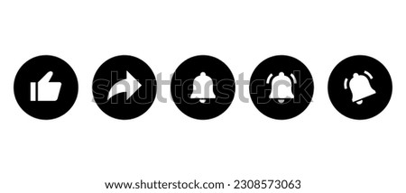 Like, share, and bell icon vector illustration. Elements to promote video channel subscriptions