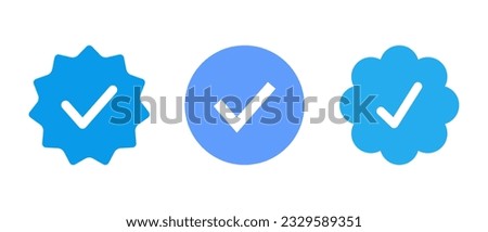 Blue tick verified badge icon vector. Social media official account symbol