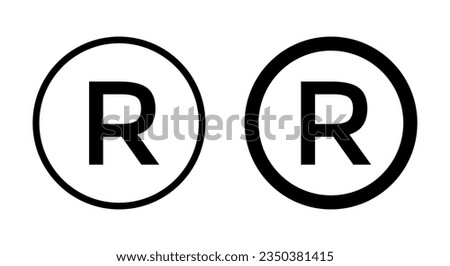 Registered trademark icon vector. R alphabet sign symbol isolated on white background