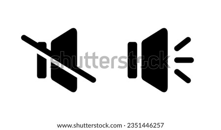 Mute speakers and volume speaker icon vector. Audio off sign symbol