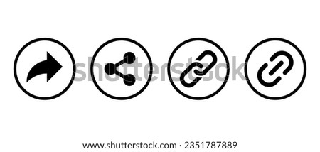 Share and link icon vector in circle line. Repost and hyperlink symbol