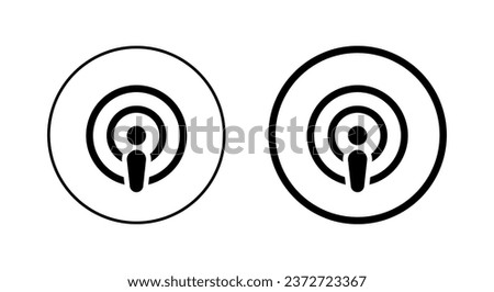 Podcast icon vector in circle line. Podcasting sign symbol