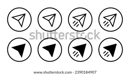 Paper plane, share icon vector in circle line