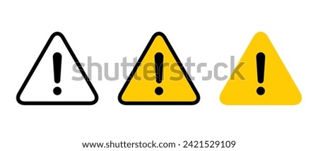 Alert warning, caution, danger icon vector in flat style. Exclamation mark sign symbol on triangle