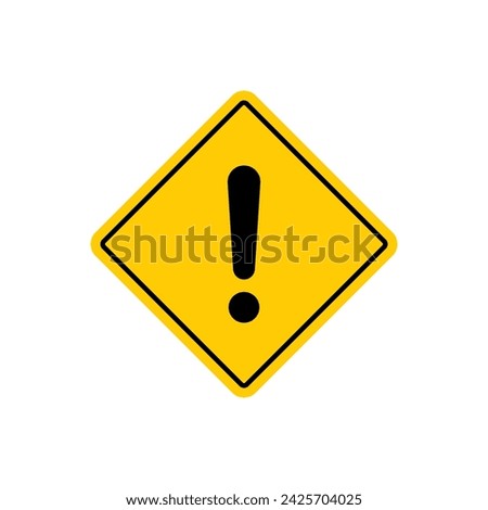 Yellow square sign with exclamation mark icon vector. Warning symbol