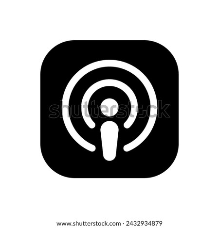 Podcast icon vector on square background. Podcasting, broadcast concept