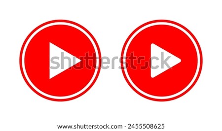 Play button icon with circle outline. Video player logo app