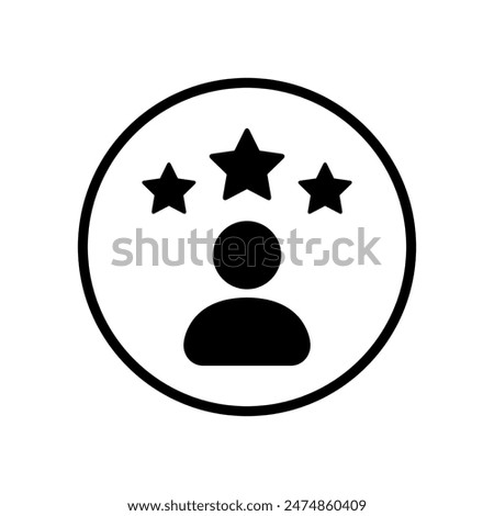 Simple avatar icon with three stars on circle line