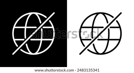 No internet, crossed out globe icon. Offline, network off concept